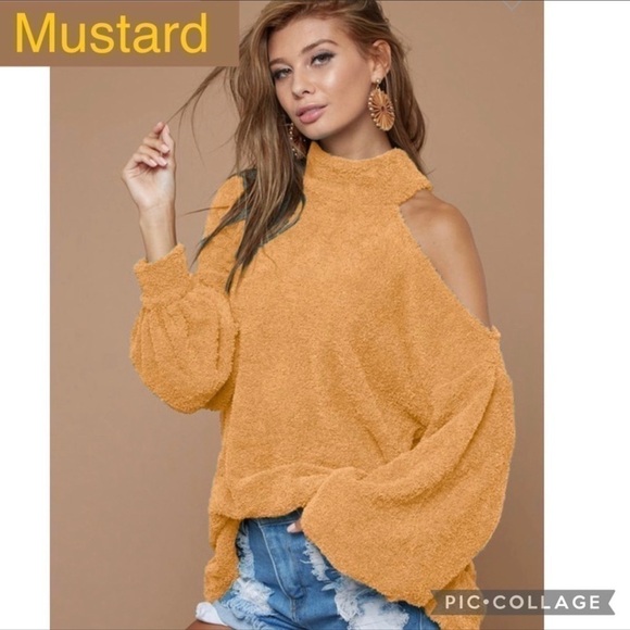 SALE!! Mustard.. Mustard One Shoulder Sweatet - Picture 2 of 6
